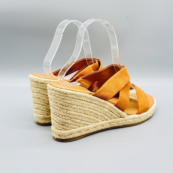 J Crew Sandals Womens 9 Brown Suede Espadrille Wedge Strappy Platform Heel - Picture 9 of 13